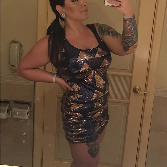 Charlotte Russe Dresses | Charlotte Russe Sequin Blue And Gold Mini Dress LG | Color: Blue | Size: L | Keepm0v1ng0n's Closet
